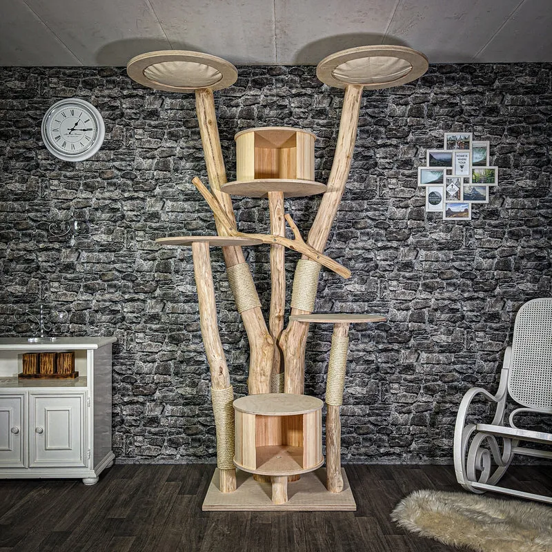 Naturkratzbaum 3078 Kratzbaum Natur Holz Design 225 cm hoch Katzenbaum