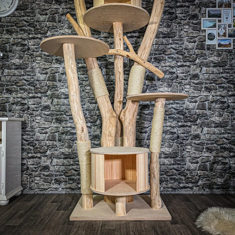 Naturkratzbaum 3078 Kratzbaum Natur Holz Design 225 cm hoch Katzenbaum