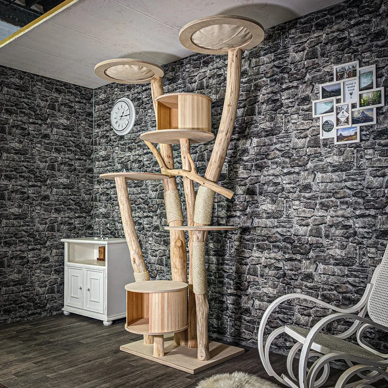 Naturkratzbaum 3078 Kratzbaum Natur Holz Design 225 cm hoch Katzenbaum