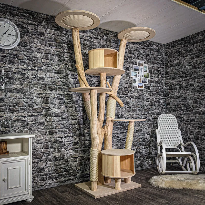 Naturkratzbaum 3078 Kratzbaum Natur Holz Design 225 cm hoch Katzenbaum