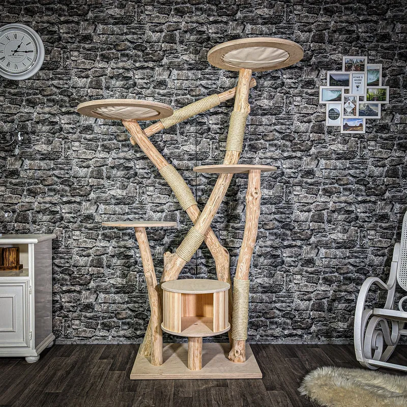 Naturkratzbaum 3077 Kratzbaum Natur Holz Design 191 cm hoch Katzenbaum