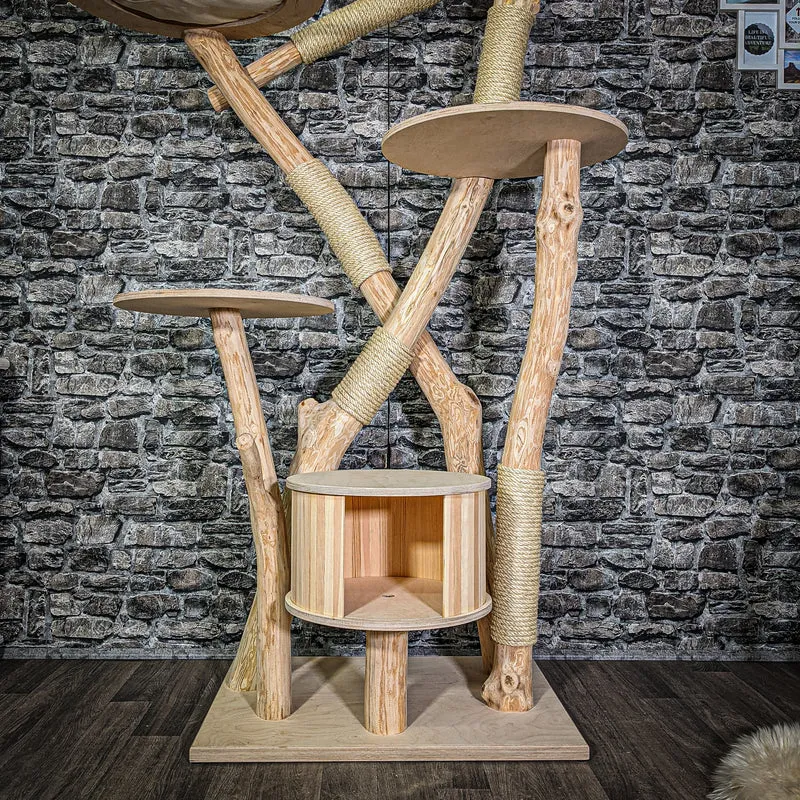 Naturkratzbaum 3077 Kratzbaum Natur Holz Design 191 cm hoch Katzenbaum