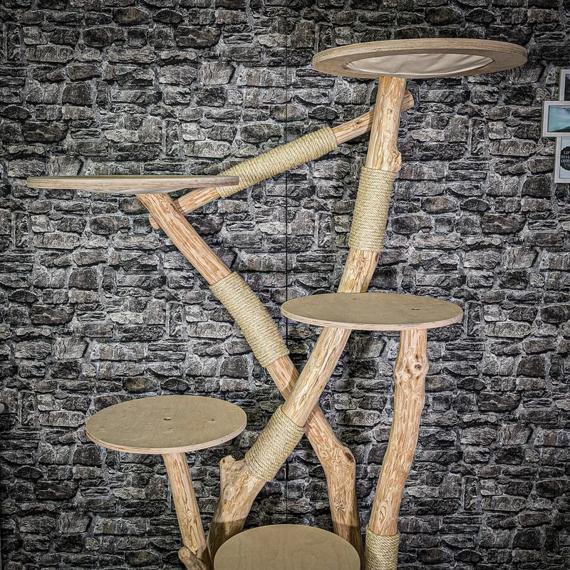 Naturkratzbaum 3077 Kratzbaum Natur Holz Design 191 cm hoch Katzenbaum