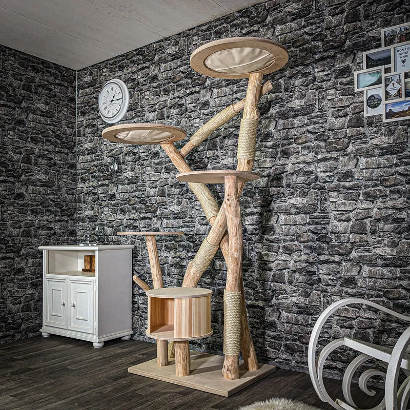 Naturkratzbaum 3077 Kratzbaum Natur Holz Design 191 cm hoch Katzenbaum