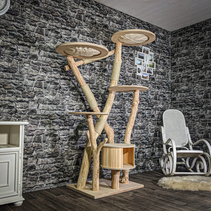 Naturkratzbaum 3077 Kratzbaum Natur Holz Design 191 cm hoch Katzenbaum