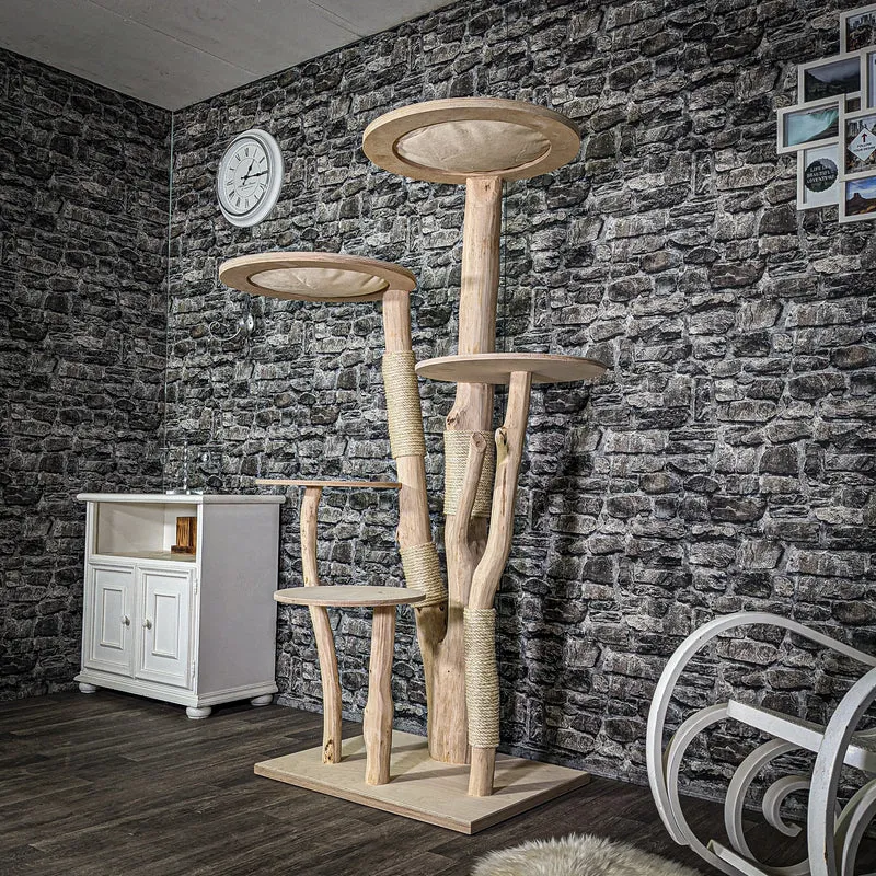 Naturkratzbaum 3075 Kratzbaum Natur Holz Design 175 cm hoch Katzenbaum