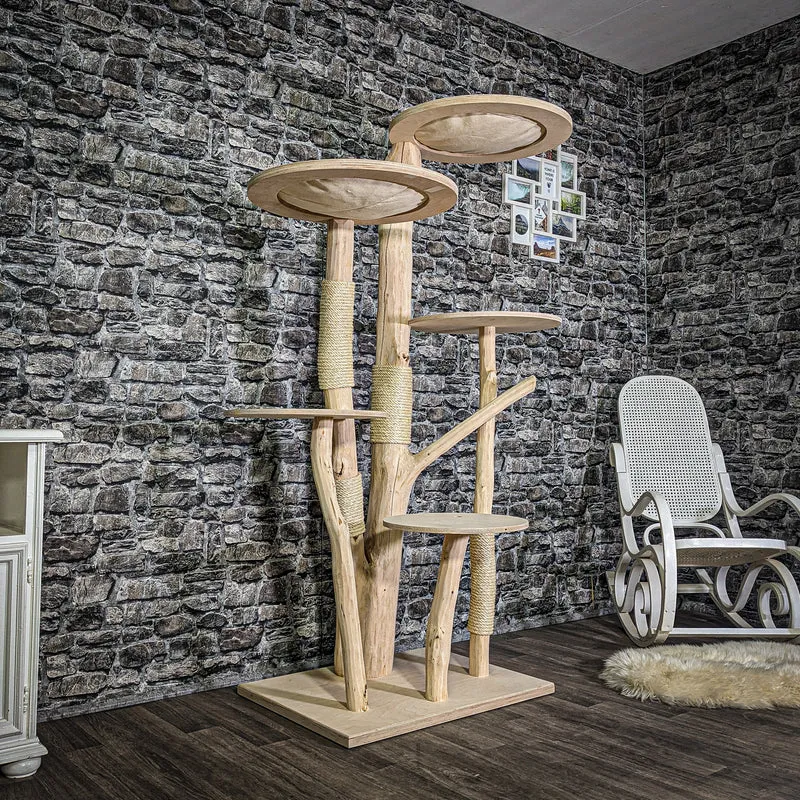 Naturkratzbaum 3075 Kratzbaum Natur Holz Design 175 cm hoch Katzenbaum