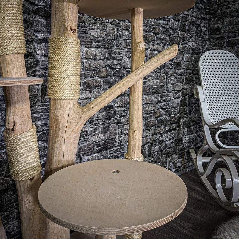 Naturkratzbaum 3075 Kratzbaum Natur Holz Design 175 cm hoch Katzenbaum