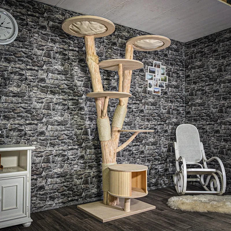 Naturkratzbaum 3073 Kratzbaum Natur Holz Design 210 cm hoch Katzenbaum