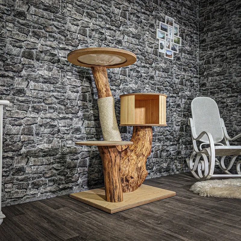 Naturkratzbaum 3072 Kratzbaum Natur Holz Design 120 cm hoch Katzenbaum