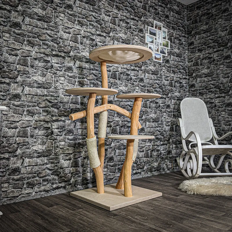 Naturkratzbaum 3071 Kratzbaum Natur Holz Design 130 cm hoch Katzenbaum