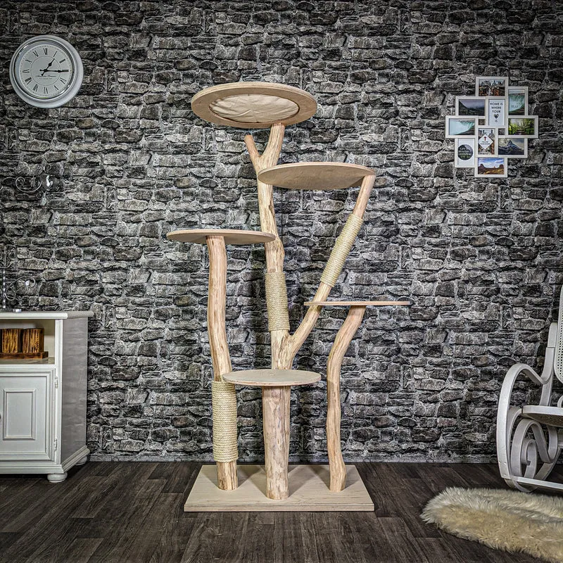 Naturkratzbaum 3070 Kratzbaum Natur Holz Design 175 cm hoch Katzenbaum