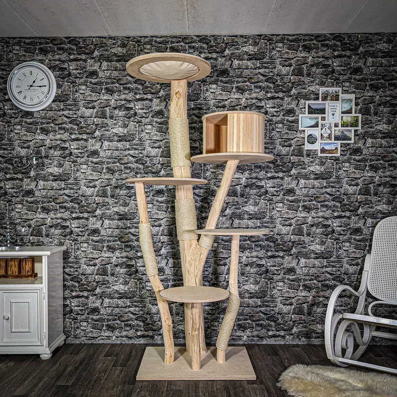 Naturkratzbaum 3066 Kratzbaum Natur Holz Design 205 cm hoch Katzenbaum