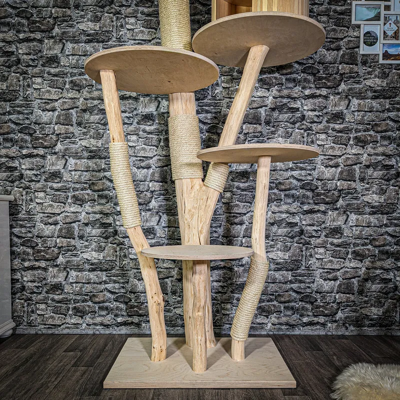 Naturkratzbaum 3066 Kratzbaum Natur Holz Design 205 cm hoch Katzenbaum