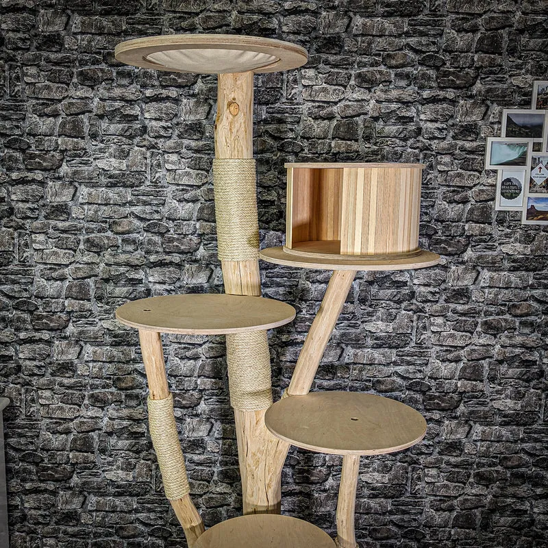 Naturkratzbaum 3066 Kratzbaum Natur Holz Design 205 cm hoch Katzenbaum