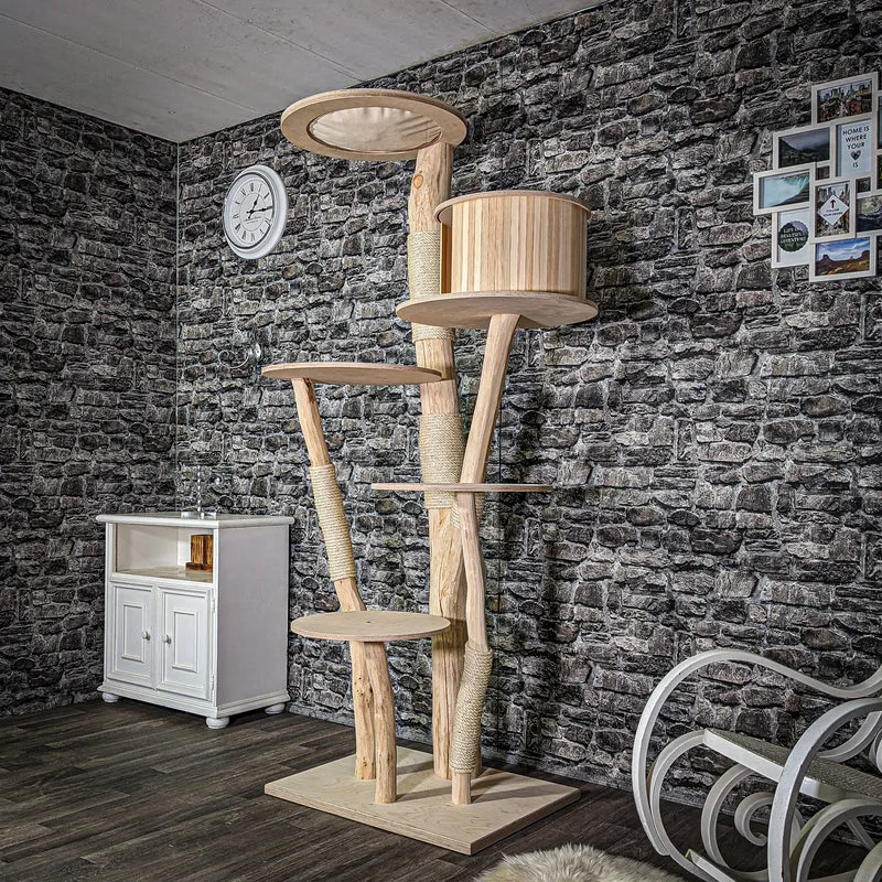 Naturkratzbaum 3066 Kratzbaum Natur Holz Design 205 cm hoch Katzenbaum