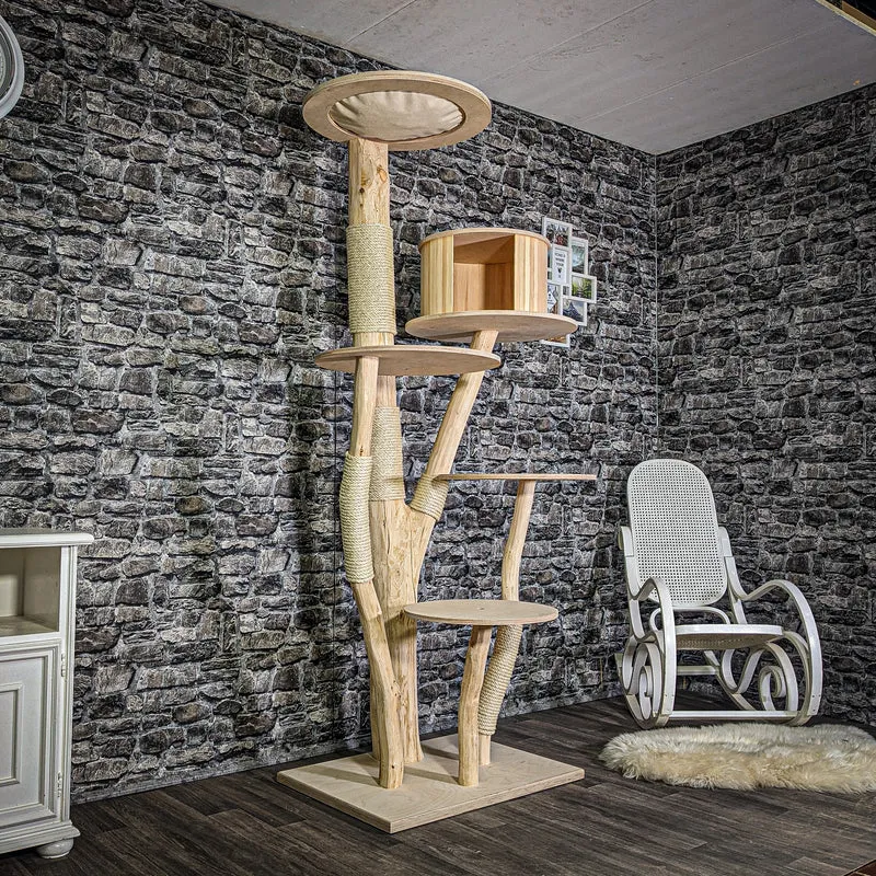 Naturkratzbaum 3066 Kratzbaum Natur Holz Design 205 cm hoch Katzenbaum