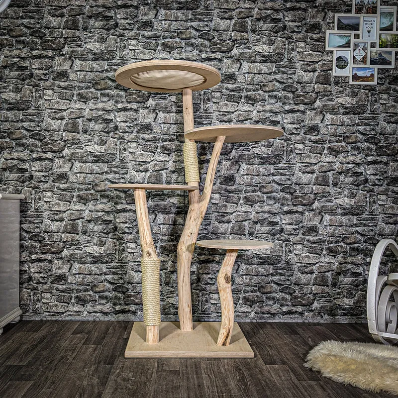 Naturkratzbaum 3065 Kratzbaum Natur Holz Design 145 cm hoch Katzenbaum