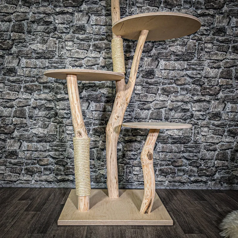 Naturkratzbaum 3065 Kratzbaum Natur Holz Design 145 cm hoch Katzenbaum