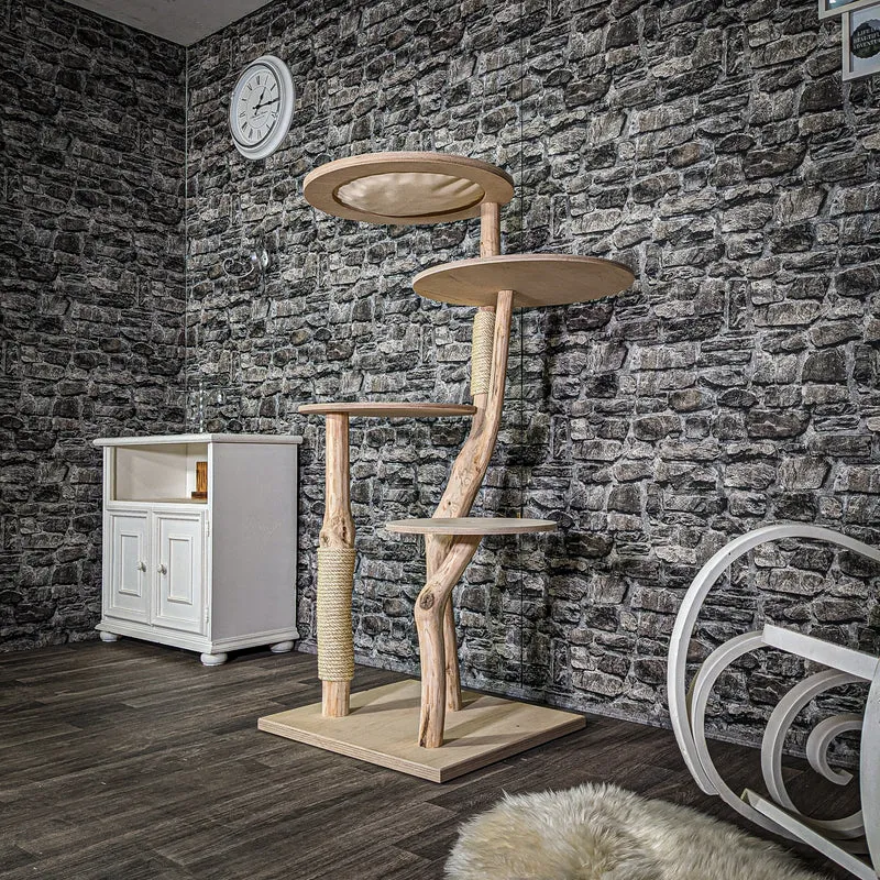 Naturkratzbaum 3065 Kratzbaum Natur Holz Design 145 cm hoch Katzenbaum