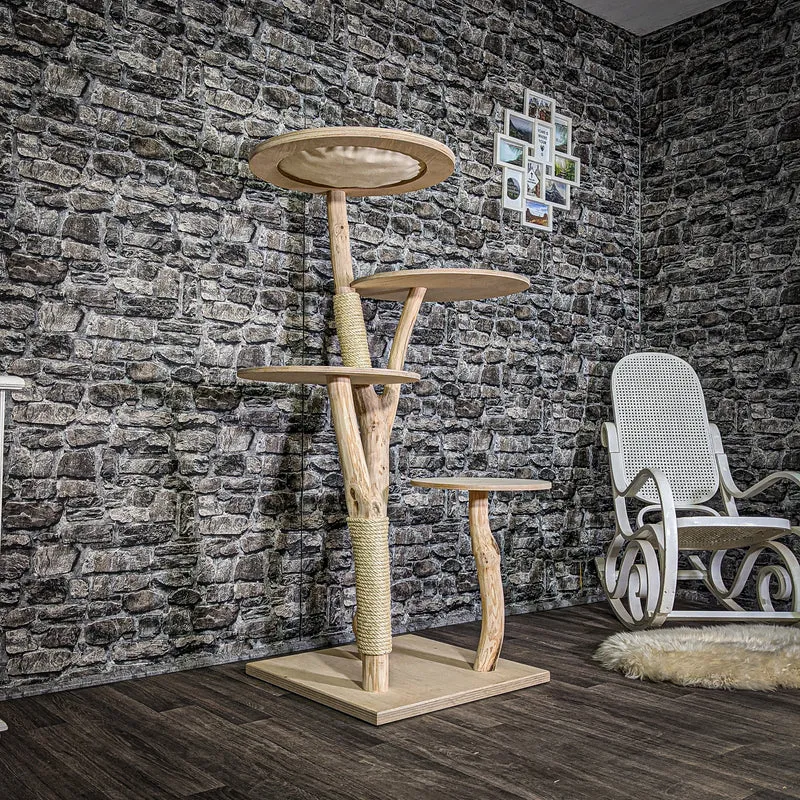 Naturkratzbaum 3065 Kratzbaum Natur Holz Design 145 cm hoch Katzenbaum