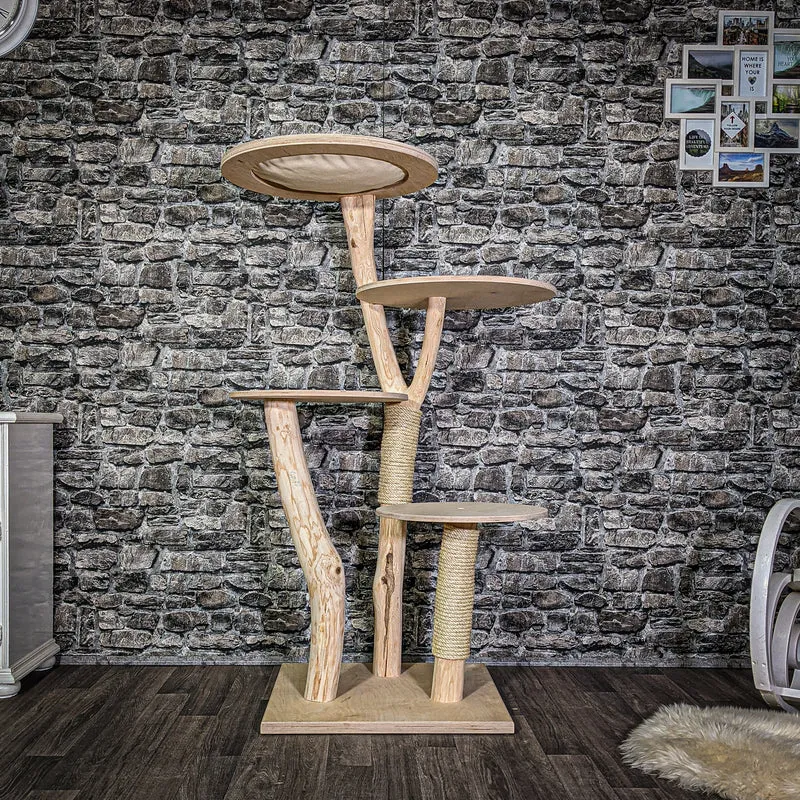 Naturkratzbaum 3064 Kratzbaum Natur Holz Design 145 cm hoch Katzenbaum