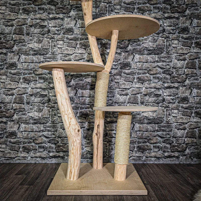 Naturkratzbaum 3064 Kratzbaum Natur Holz Design 145 cm hoch Katzenbaum