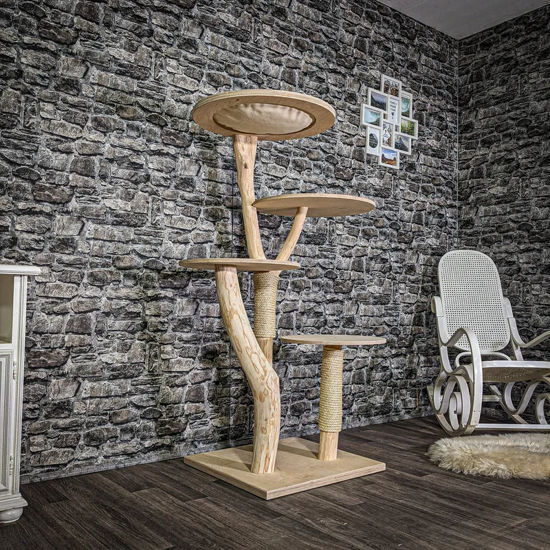 Naturkratzbaum 3064 Kratzbaum Natur Holz Design 145 cm hoch Katzenbaum