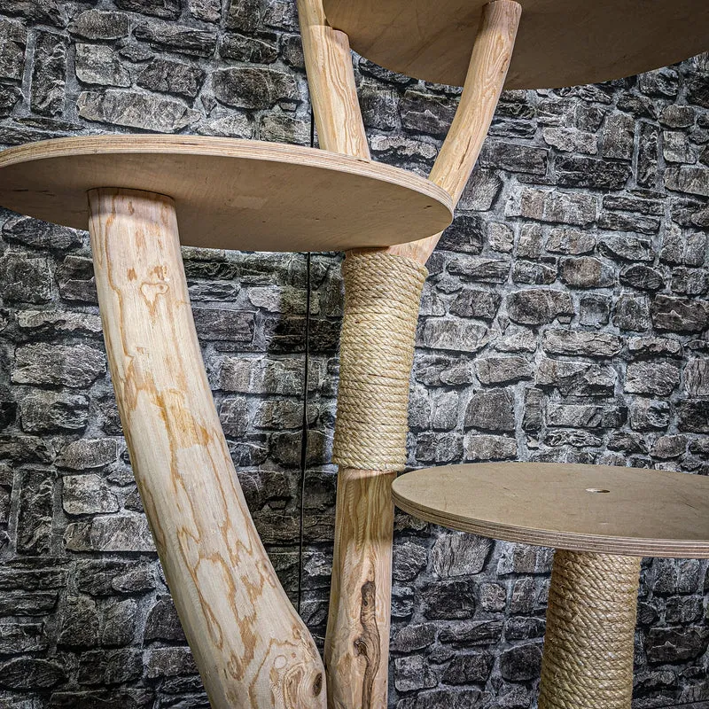 Naturkratzbaum 3064 Kratzbaum Natur Holz Design 145 cm hoch Katzenbaum