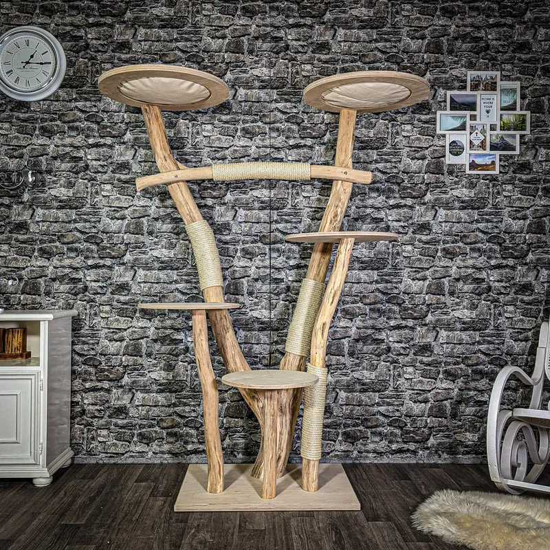 Naturkratzbaum 3063 Kratzbaum Natur Holz Design 180 cm hoch Katzenbaum