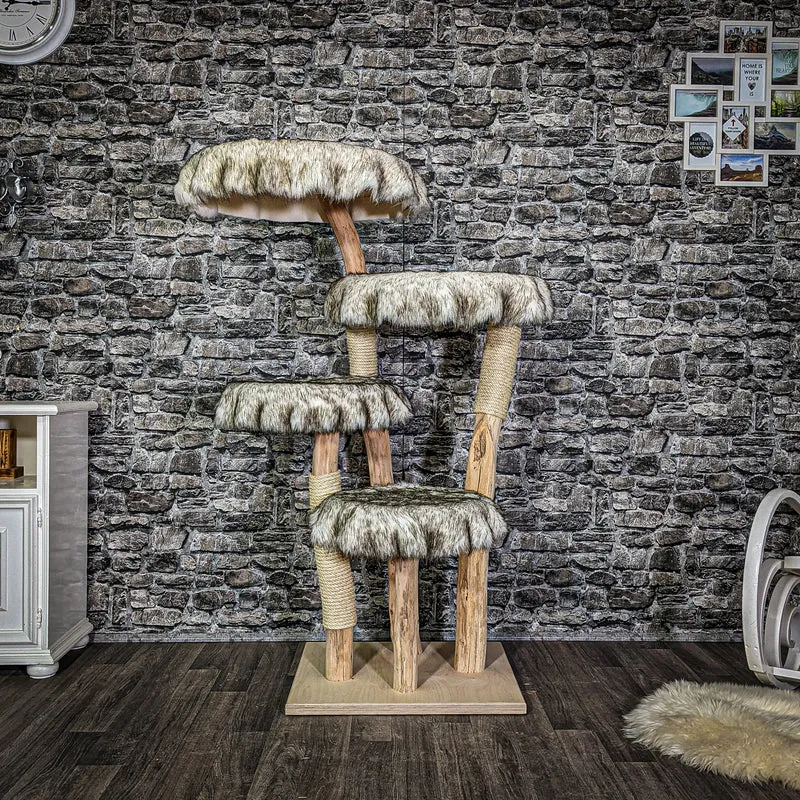 Naturkratzbaum 3057 Kratzbaum Natur Holz Design 145 cm hoch Katzenbaum