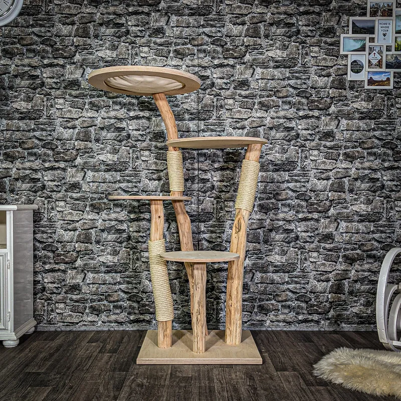 Naturkratzbaum 3057 Kratzbaum Natur Holz Design 145 cm hoch Katzenbaum