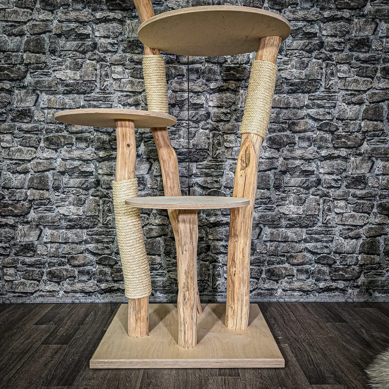 Naturkratzbaum 3057 Kratzbaum Natur Holz Design 145 cm hoch Katzenbaum
