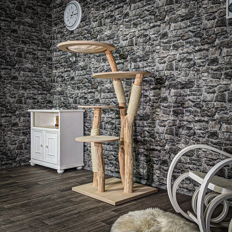 Naturkratzbaum 3057 Kratzbaum Natur Holz Design 145 cm hoch Katzenbaum