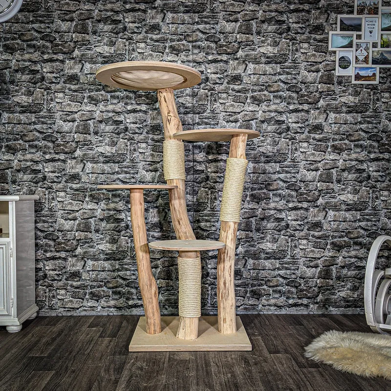 Naturkratzbaum 3055 Kratzbaum Natur Holz Design 145 cm hoch Katzenbaum