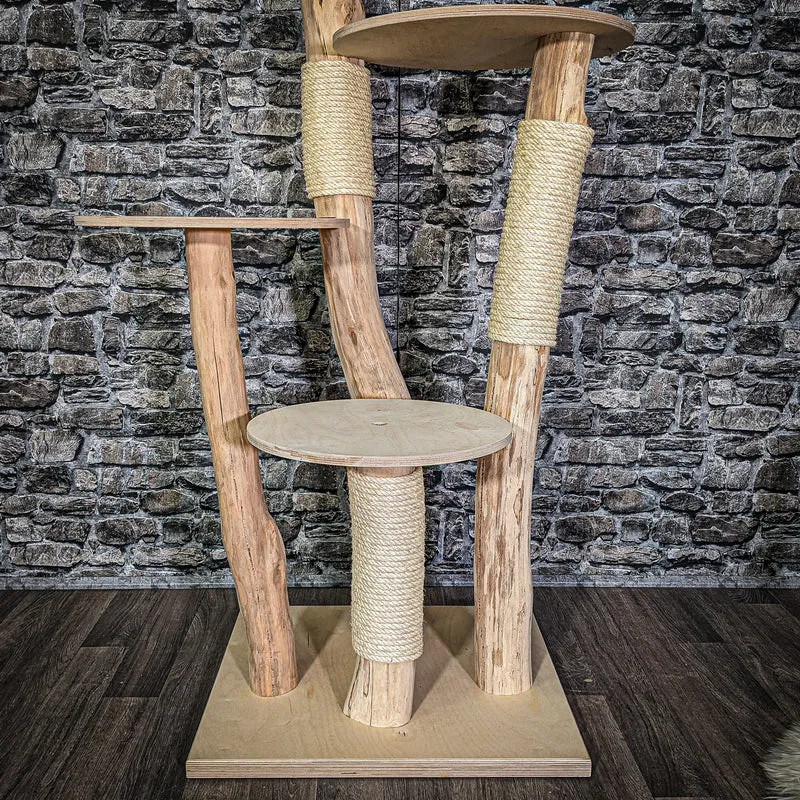 Naturkratzbaum 3055 Kratzbaum Natur Holz Design 145 cm hoch Katzenbaum