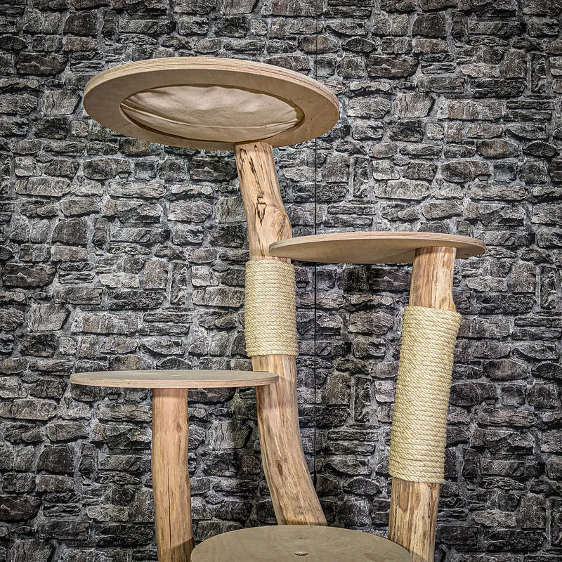 Naturkratzbaum 3055 Kratzbaum Natur Holz Design 145 cm hoch Katzenbaum