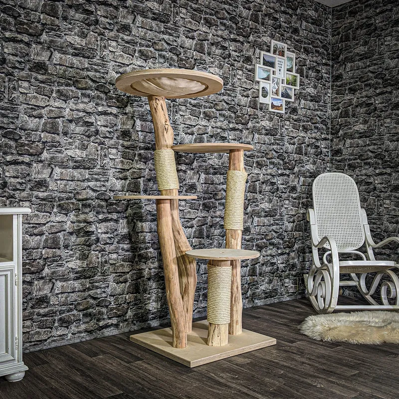 Naturkratzbaum 3055 Kratzbaum Natur Holz Design 145 cm hoch Katzenbaum