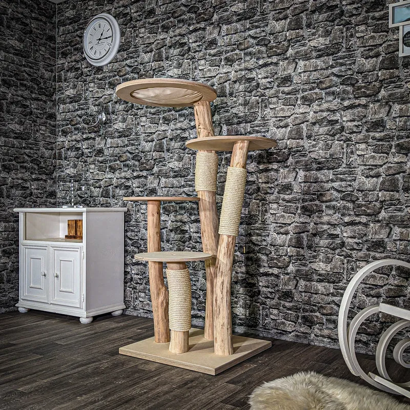 Naturkratzbaum 3055 Kratzbaum Natur Holz Design 145 cm hoch Katzenbaum