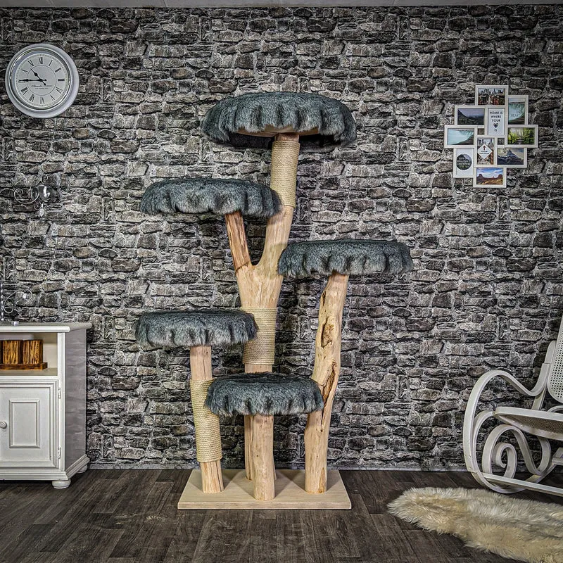 Naturkratzbaum 3048 Kratzbaum Natur Holz Design 176 cm hoch Katzenbaum