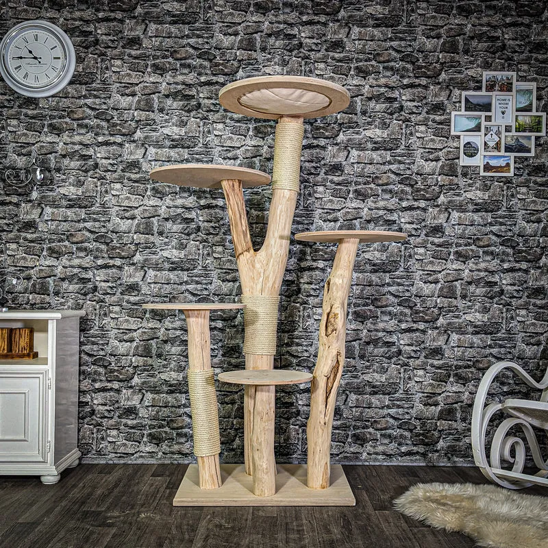 Naturkratzbaum 3048 Kratzbaum Natur Holz Design 176 cm hoch Katzenbaum