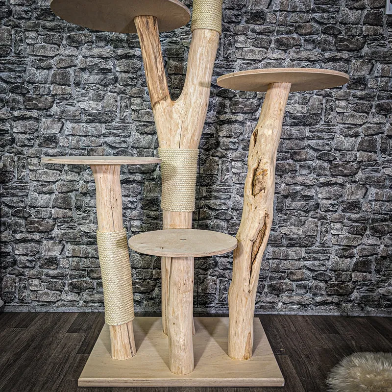 Naturkratzbaum 3048 Kratzbaum Natur Holz Design 176 cm hoch Katzenbaum