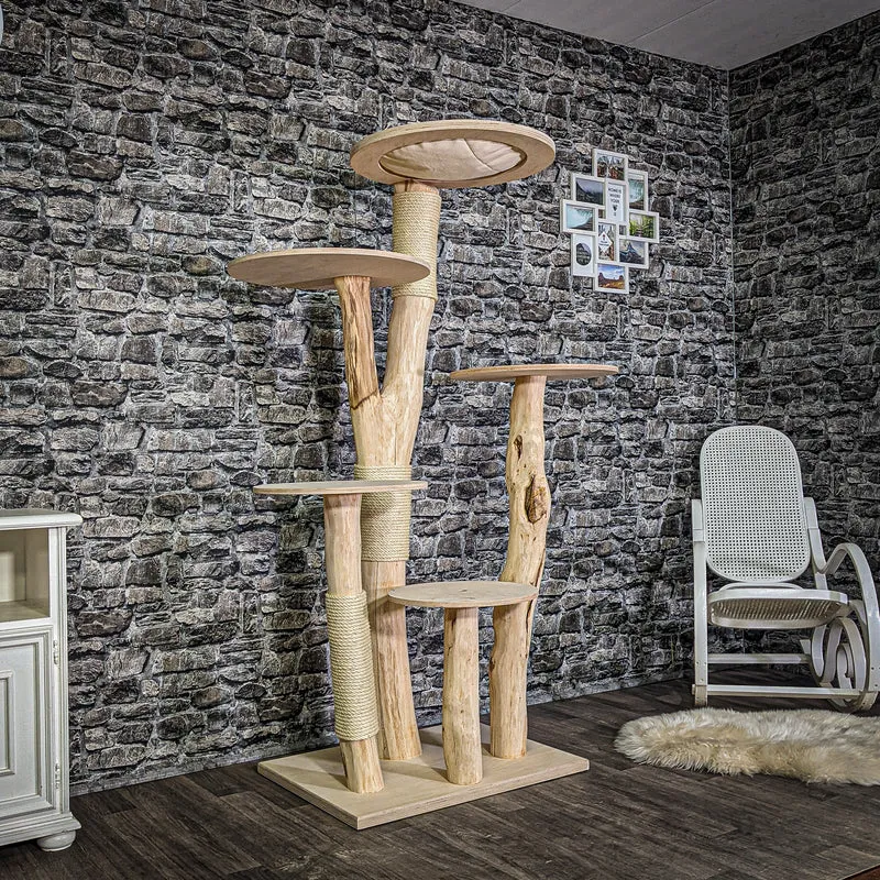 Naturkratzbaum 3048 Kratzbaum Natur Holz Design 176 cm hoch Katzenbaum