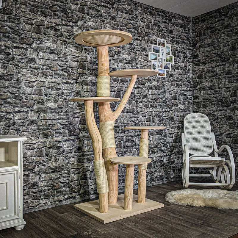Naturkratzbaum 3047 Kratzbaum Natur Holz Design 175 cm hoch Katzenbaum