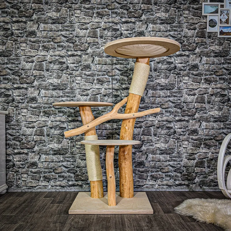 Naturkratzbaum 3046 Kratzbaum Natur Holz Design 125 cm hoch Katzenbaum