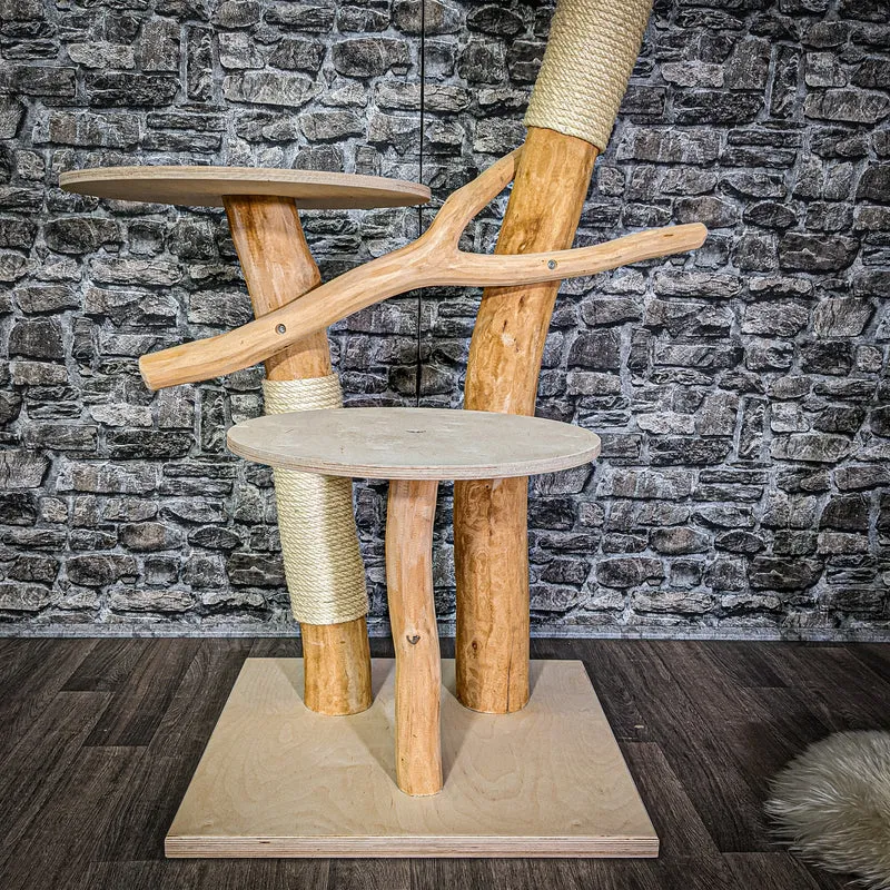 Naturkratzbaum 3046 Kratzbaum Natur Holz Design 125 cm hoch Katzenbaum