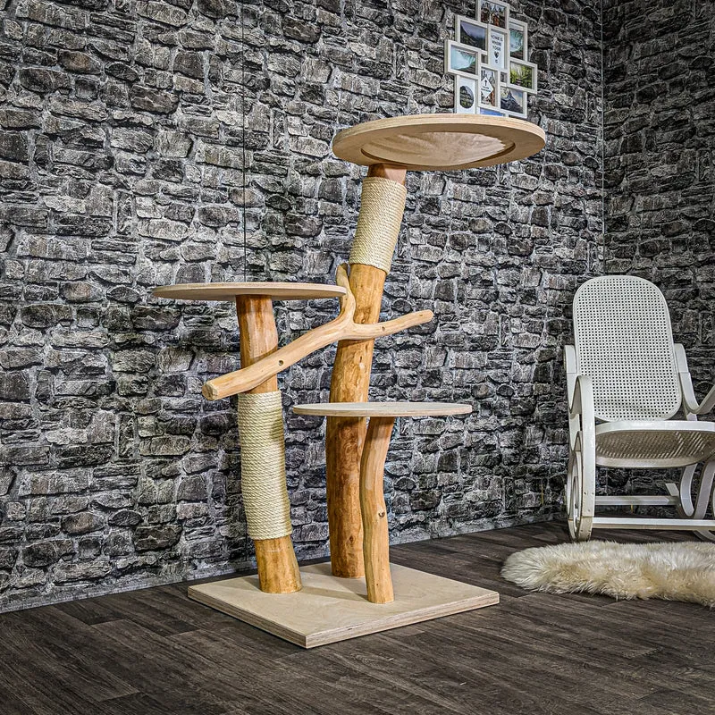 Naturkratzbaum 3046 Kratzbaum Natur Holz Design 125 cm hoch Katzenbaum
