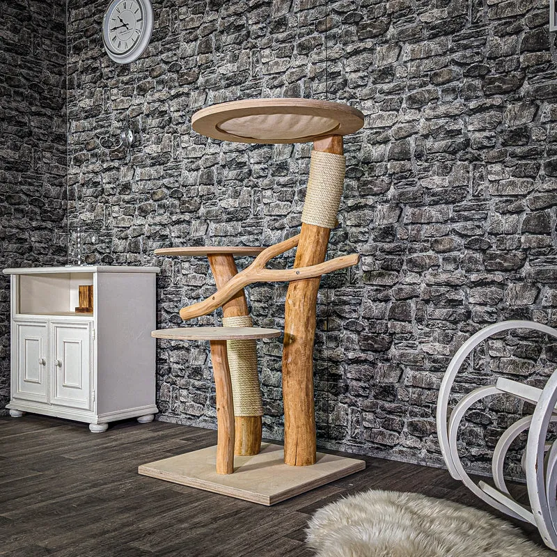 Naturkratzbaum 3046 Kratzbaum Natur Holz Design 125 cm hoch Katzenbaum