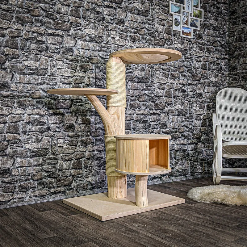 Naturkratzbaum 3045 Kratzbaum Natur Holz Design 116 cm hoch Katzenbaum