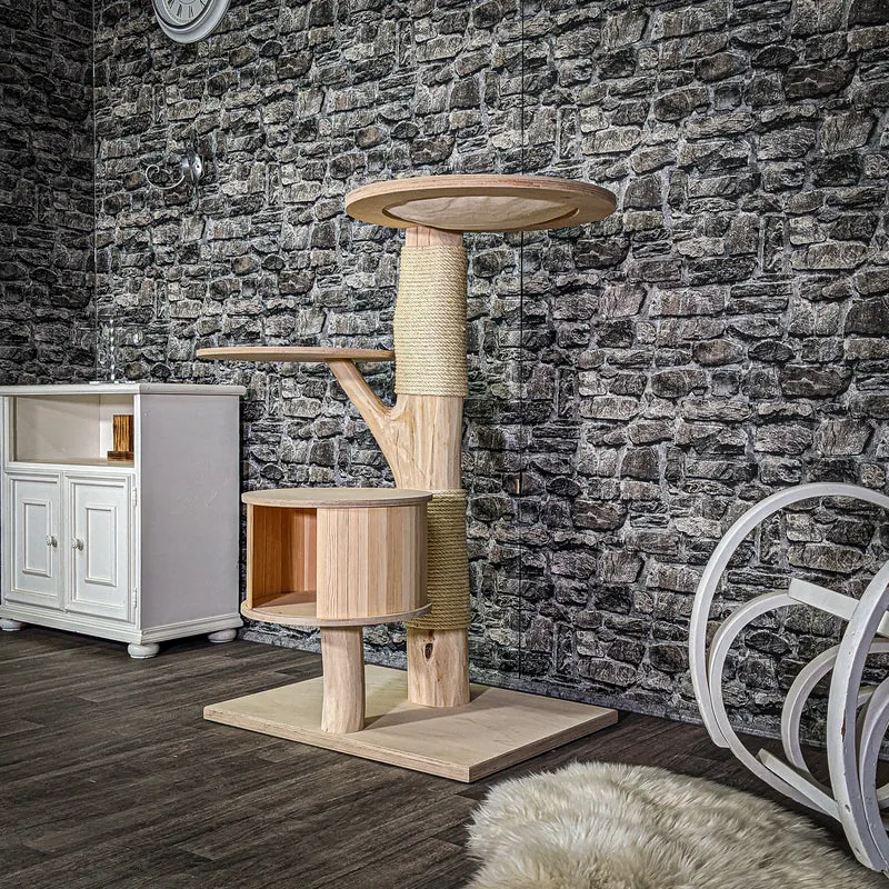Naturkratzbaum 3045 Kratzbaum Natur Holz Design 116 cm hoch Katzenbaum